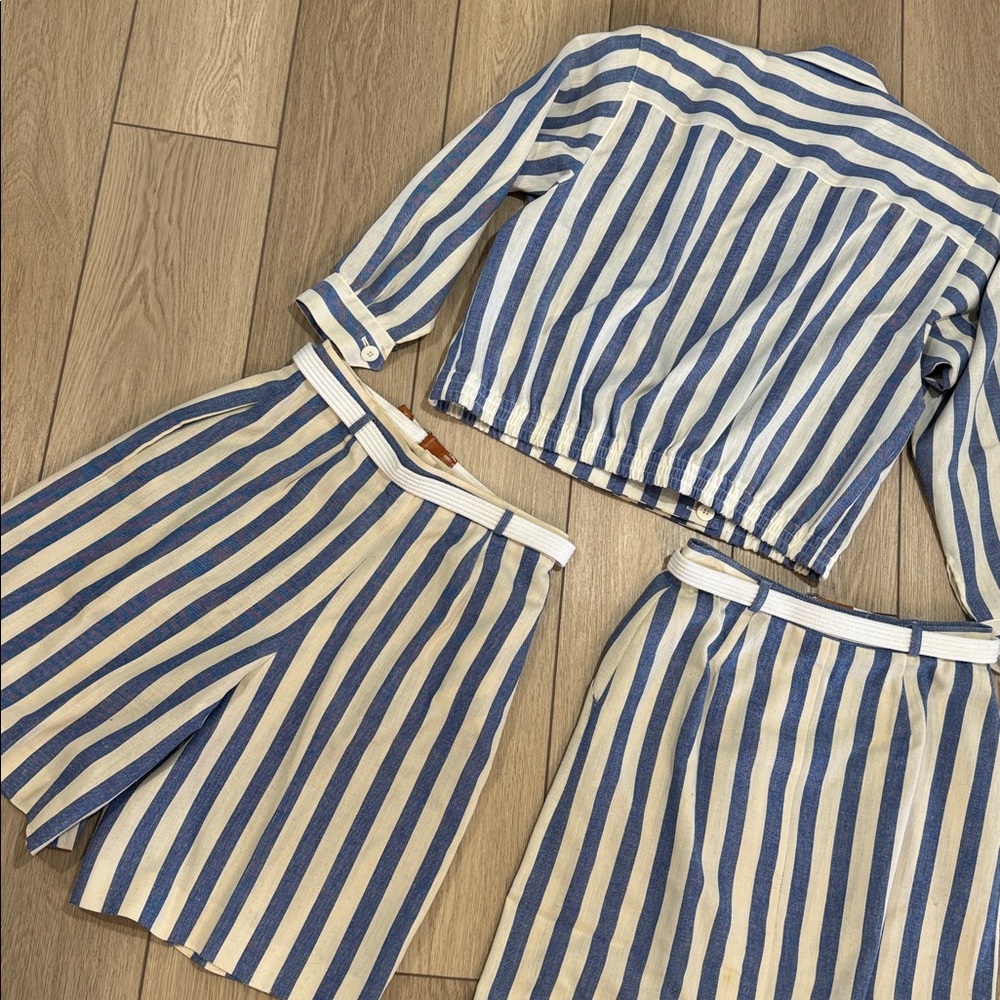 Vintage Union Made Weathervane 3 Piece Set Blazer Skirt Shorts Stripe Nautical - Picture 12 of 13